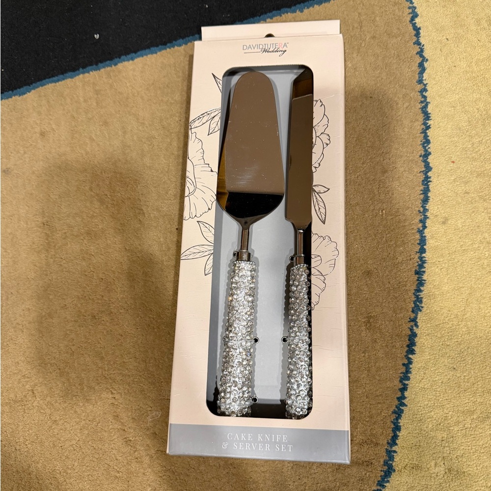 David Tutera Sparkling Silver Cake Knife & Server Set